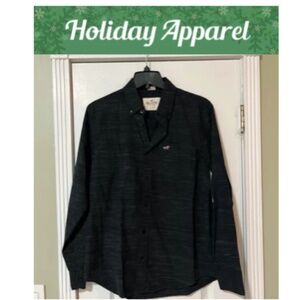 Hollister Stretch Long Sleeve Button Down Shirt/Charcoal Gray/Size SMALL